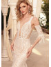 Beaded Lace Tulle Bohemian Wedding Dress With Detachable Sleeves